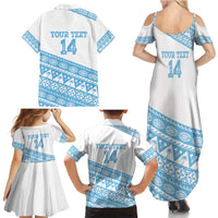 Fiji Rugby 2025 Custom Family Matching Summer Maxi Dress and Hawaiian Shirt Fijian Tapa Toso Viti Toso - White