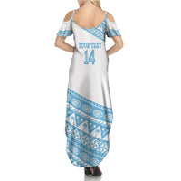 Fiji Rugby 2025 Custom Family Matching Summer Maxi Dress and Hawaiian Shirt Fijian Tapa Toso Viti Toso - White