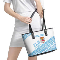 Fiji Rugby 2025 Custom Leather Tote Bag Fijian Tapa Toso Viti Toso - White