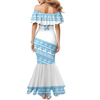 Fiji Rugby 2025 Custom Mermaid Dress Fijian Tapa Toso Viti Toso - White