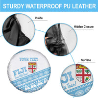 Fiji Rugby 2025 Custom Spare Tire Cover Fijian Tapa Toso Viti Toso - White