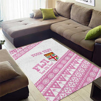 Fiji Rugby 2025 Custom Area Rug Fijian Tapa Toso Viti Toso - Pink