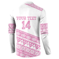 Fiji Rugby 2025 Custom Button Sweatshirt Fijian Tapa Toso Viti Toso - Pink
