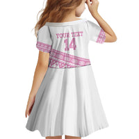 Fiji Rugby 2025 Custom Family Matching Off The Shoulder Long Sleeve Dress and Hawaiian Shirt Fijian Tapa Toso Viti Toso - Pink