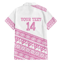Fiji Rugby 2025 Custom Family Matching Off Shoulder Maxi Dress and Hawaiian Shirt Fijian Tapa Toso Viti Toso - Pink