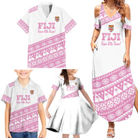 Fiji Rugby 2025 Custom Family Matching Summer Maxi Dress and Hawaiian Shirt Fijian Tapa Toso Viti Toso - Pink