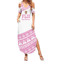 Fiji Rugby 2025 Custom Family Matching Summer Maxi Dress and Hawaiian Shirt Fijian Tapa Toso Viti Toso - Pink