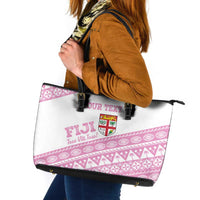 Fiji Rugby 2025 Custom Leather Tote Bag Fijian Tapa Toso Viti Toso - Pink