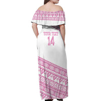Fiji Rugby 2025 Custom Off Shoulder Maxi Dress Fijian Tapa Toso Viti Toso - Pink
