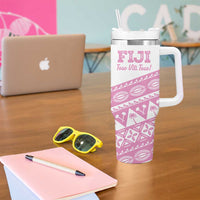 Fiji Rugby 2025 Custom Tumbler With Handle Fijian Tapa Toso Viti Toso - Pink