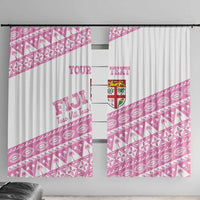 Fiji Rugby 2025 Custom Window Curtain Fijian Tapa Toso Viti Toso - Pink