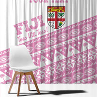Fiji Rugby 2025 Custom Window Curtain Fijian Tapa Toso Viti Toso - Pink