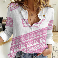 Fiji Rugby 2025 Custom Women Casual Shirt Fijian Tapa Toso Viti Toso - Pink