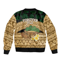 Bula Fiji Kava Bowl Bomber Jacket Fijian Tapa Cloth Vintage Vibe