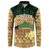 Bula Fiji Kava Bowl Button Sweatshirt Fijian Tapa Cloth Vintage Vibe