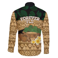 Bula Fiji Kava Bowl Family Matching Off The Shoulder Long Sleeve Dress and Hawaiian Shirt Fijian Tapa Cloth Vintage Vibe