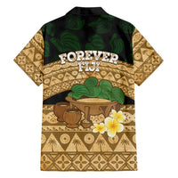 Bula Fiji Kava Bowl Family Matching Off Shoulder Short Dress and Hawaiian Shirt Fijian Tapa Cloth Vintage Vibe