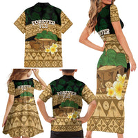 Bula Fiji Kava Bowl Family Matching Short Sleeve Bodycon Dress and Hawaiian Shirt Fijian Tapa Cloth Vintage Vibe