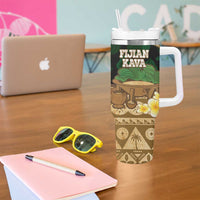 Bula Fiji Kava Bowl Tumbler With Handle Fijian Tapa Cloth Vintage Vibe