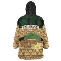 Bula Fiji Kava Bowl Wearable Blanket Hoodie Fijian Tapa Cloth Vintage Vibe