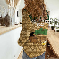 Bula Fiji Kava Bowl Women Casual Shirt Fijian Tapa Cloth Vintage Vibe