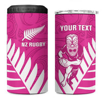 New Zealand Silver Fern Rugby Custom 4 in 1 Can Cooler Tumbler Go All Black Maori Pink Version