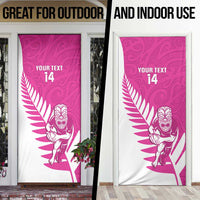 New Zealand Silver Fern Rugby Custom Door Cover Go All Black Maori Pink Version - Polynesian Pride