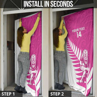 New Zealand Silver Fern Rugby Custom Door Cover Go All Black Maori Pink Version - Polynesian Pride