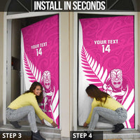 New Zealand Silver Fern Rugby Custom Door Cover Go All Black Maori Pink Version - Polynesian Pride
