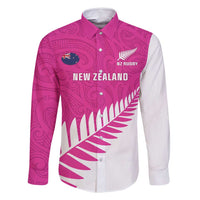 New Zealand Silver Fern Rugby Custom Family Matching Summer Maxi Dress and Hawaiian Shirt Go All Black Maori Pink Version