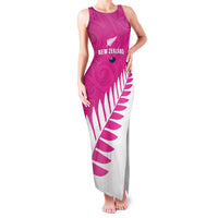 New Zealand Silver Fern Rugby Custom Family Matching Tank Maxi Dress and Hawaiian Shirt Go All Black Maori Pink Version