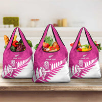 New Zealand Silver Fern Rugby Custom Grocery Bag Go All Black Maori Pink Version