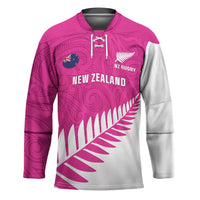 New Zealand Silver Fern Rugby Custom Hockey Jersey Go All Black Maori Pink Version - Polynesian Pride