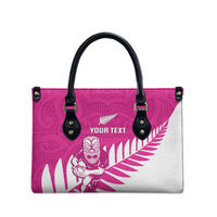 New Zealand Silver Fern Rugby Custom Leather Bag Go All Black Maori Pink Version LT14 - Polynesian Pride