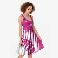 New Zealand Silver Fern Rugby Custom Midi Dress Go All Black Maori Pink Version - Polynesian Pride