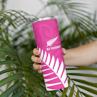 New Zealand Silver Fern Rugby Custom Skinny Tumbler Go All Black Maori Pink Version