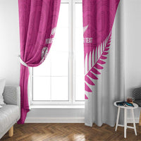 New Zealand Silver Fern Rugby Custom Window Curtain Go All Black Maori Pink Version