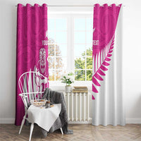 New Zealand Silver Fern Rugby Custom Window Curtain Go All Black Maori Pink Version
