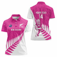 New Zealand Silver Fern Rugby Custom Women Polo Shirt Go All Black Maori Pink Version