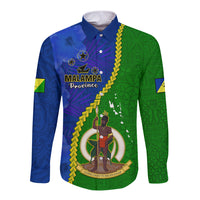 Personalised Vanuatu Malampa Province Long Sleeve Button Shirt Turtle Sand Drawing Unique Tapa Pattern LT14 Unisex Green - Polynesian Pride