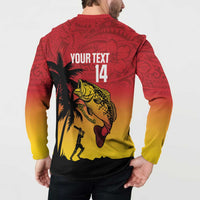 Custom Papua New Guinea Cricket Button Sweatshirt PNG Barramundis - Polynesian Pride