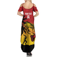 Custom Papua New Guinea Cricket Family Matching Summer Maxi Dress and Hawaiian Shirt PNG Barramundis - Polynesian Pride