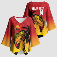 Custom Papua New Guinea Cricket Kimono Sleeve Blouse PNG Barramundis - Polynesian Pride