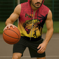 Custom Papua New Guinea Cricket Sleeveless Zip Hoodie PNG Barramundis - Polynesian Pride