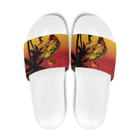 Custom Papua New Guinea Cricket Slide Sandals PNG Barramundis LT14 Red - Polynesian Pride