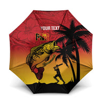 Custom Papua New Guinea Cricket Umbrella PNG Barramundis LT14 One Size Folded 11.42 inch Opened Diameter 37.4 inch Red - Polynesian Pride