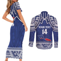 Custom Samoa Cricket Couples Matching Short Sleeve Bodycon Dress and Long Sleeve Button Shirt Go Champions Samoan - Polynesian Pride