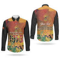Personalised Papua New Guinea Independence Day Couples Matching Summer Maxi Dress and Long Sleeve Button Shirt One People One Nation One Country LT14 - Polynesian Pride
