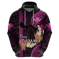 Personalised Hawaii Hoodie Pray For Maui Hawaiian Plumeria Be Strong Pink Verison LT14 - Polynesian Pride