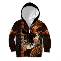 Personalised Hawaii Kid Hoodie Pray For Maui Hawaiian Plumeria Be Strong Gold Verison LT14 Zip Hoodie Gold - Polynesian Pride